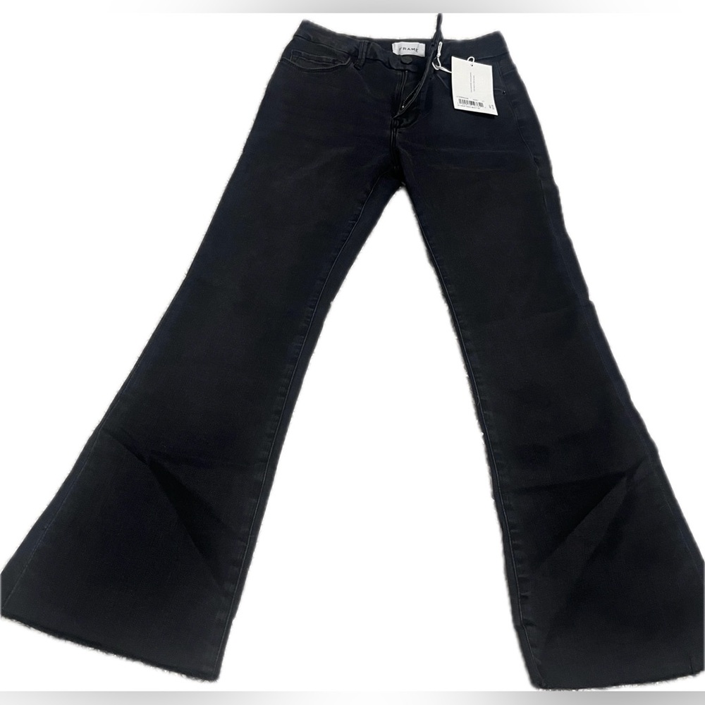Frame NWT $225  Black Wash Le Crop Mini Boot Kerry sz 27 KRRY jeans - Picture 3 of 9
